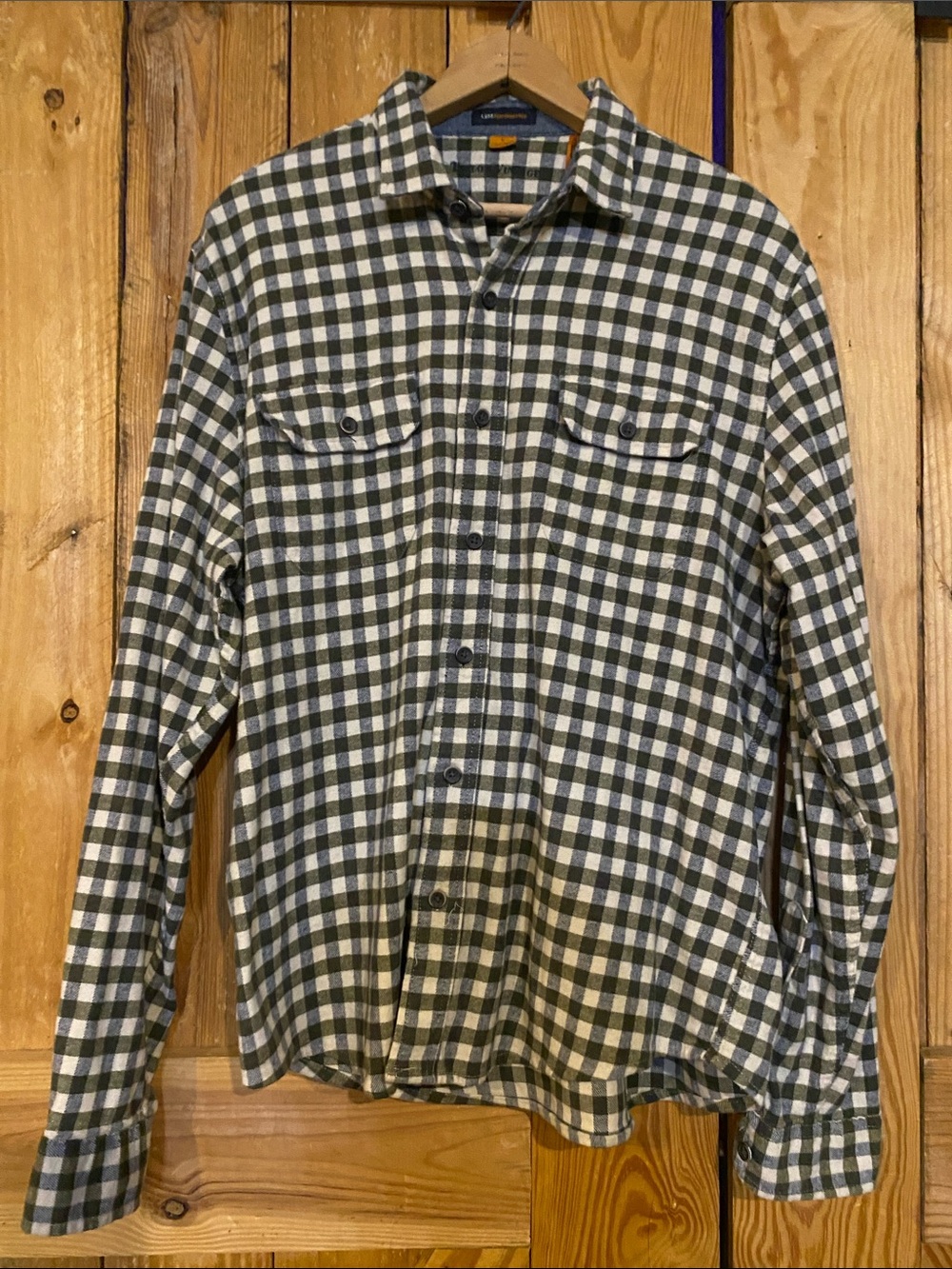 Tailor Vintage Green Blue and White Check Button-Down Shirt